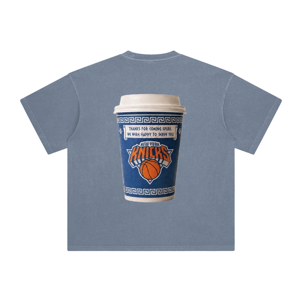 Japan 4 / Knicks Coffee cup - -Enzyme Washed T-Shirt