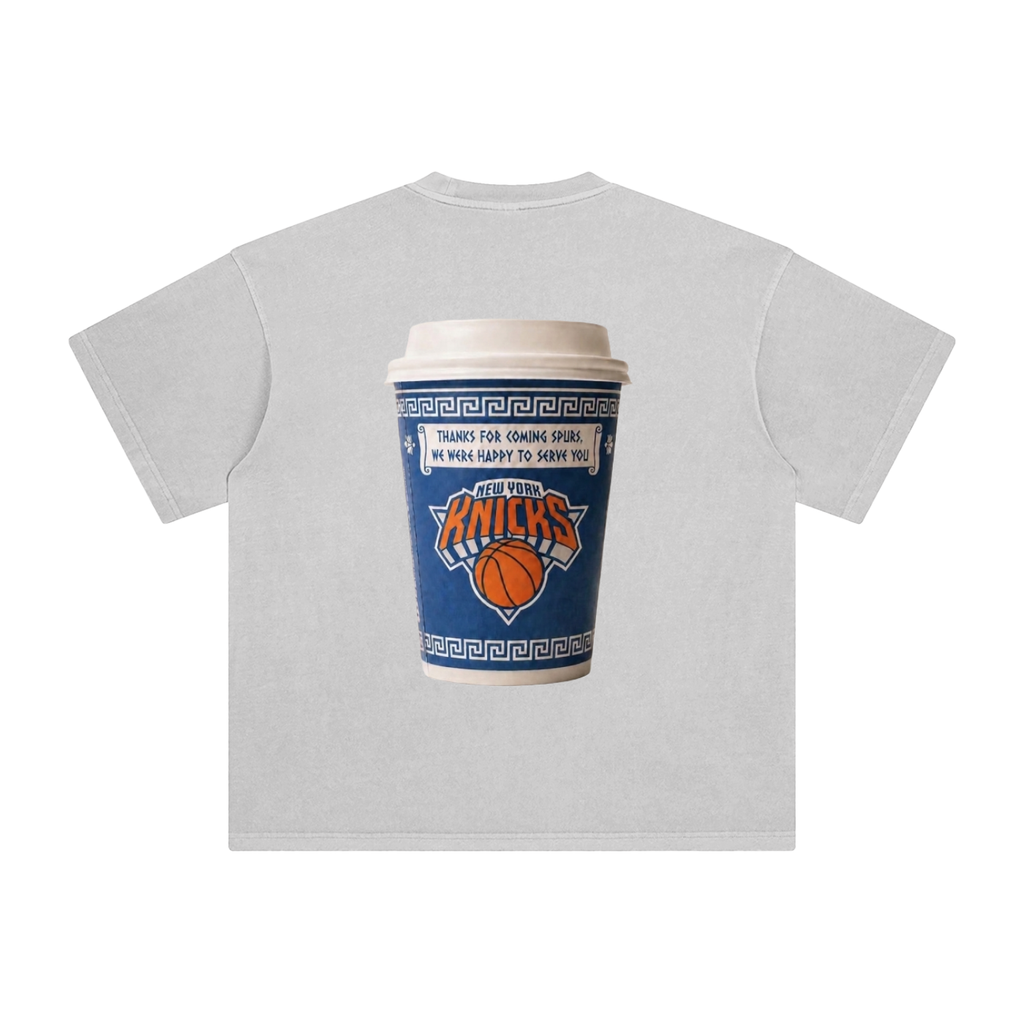 Japan 4 / Knicks Coffee cup - -Enzyme Washed T-Shirt