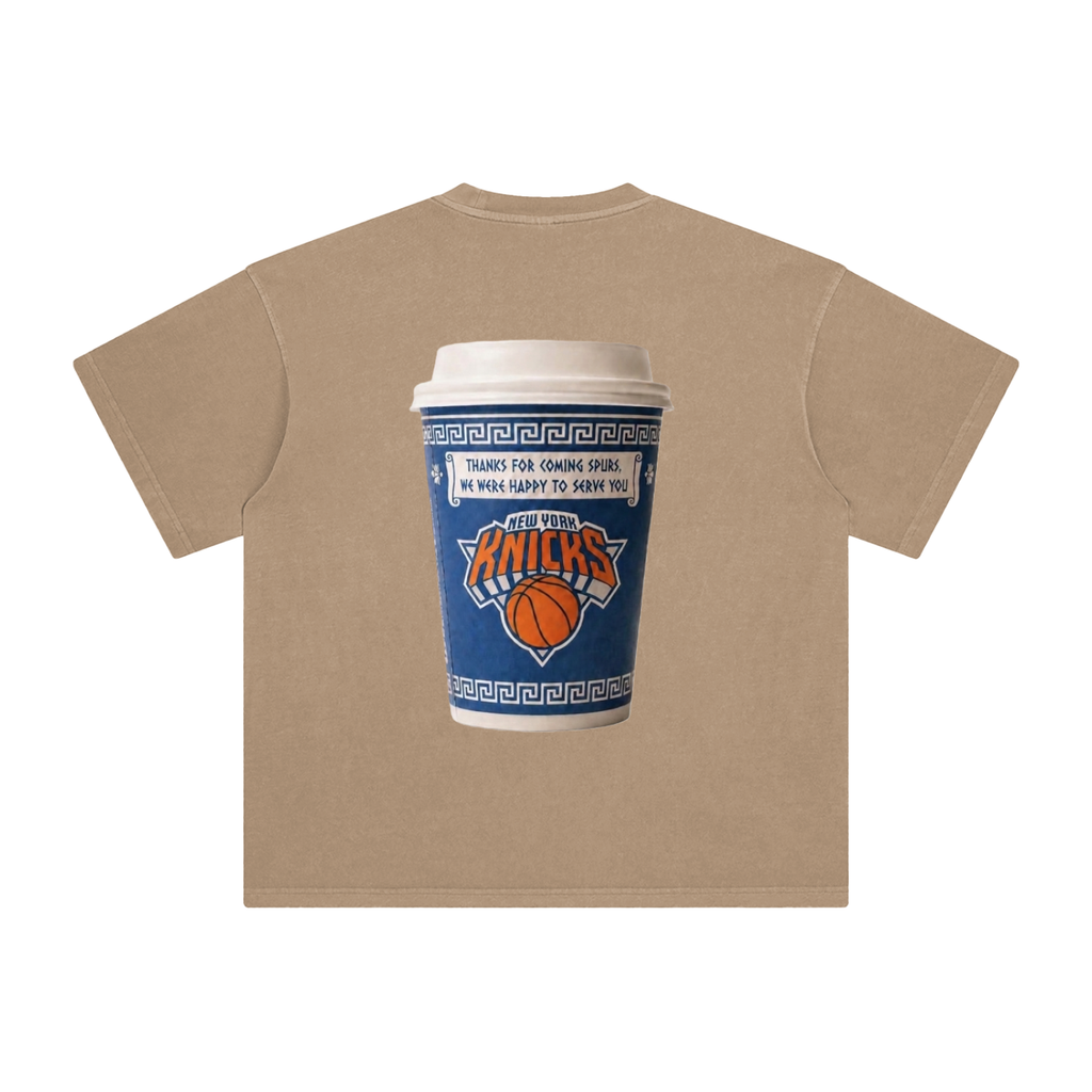 Japan 4 / Knicks Coffee cup - -Enzyme Washed T-Shirt